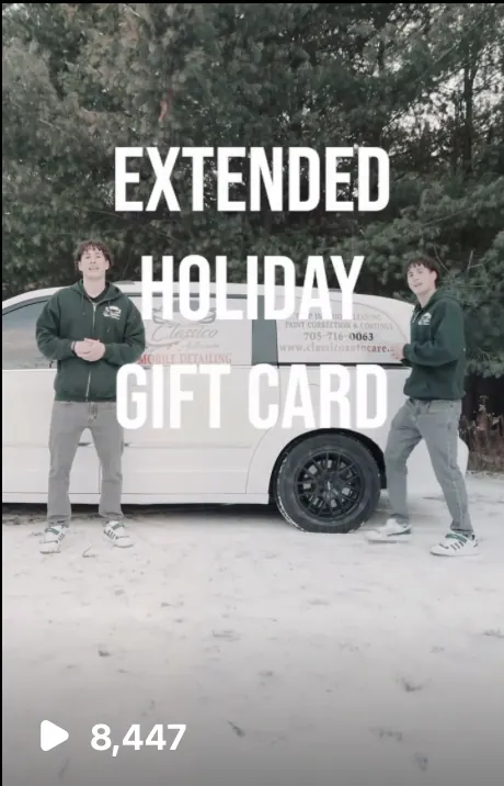 Instagram teaser video for the Extended Holiday Gift Card, 8,447 views