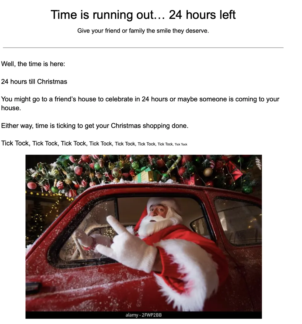Email 4: time is running out, 24 hours left