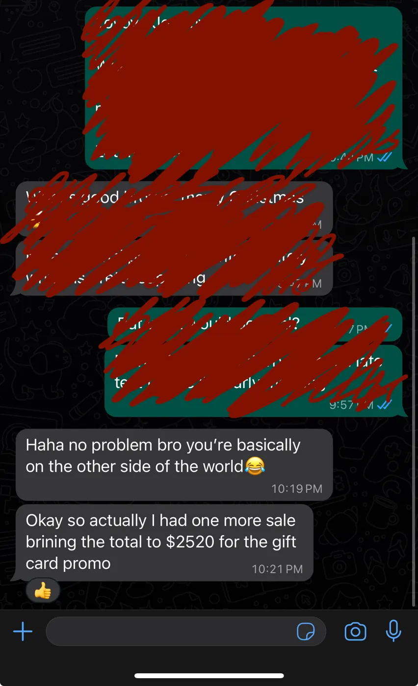 Message from the owner: one more sale brings the total to $2520