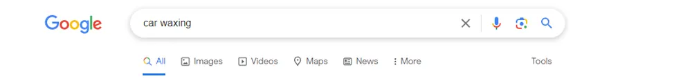 Google search for car waxing