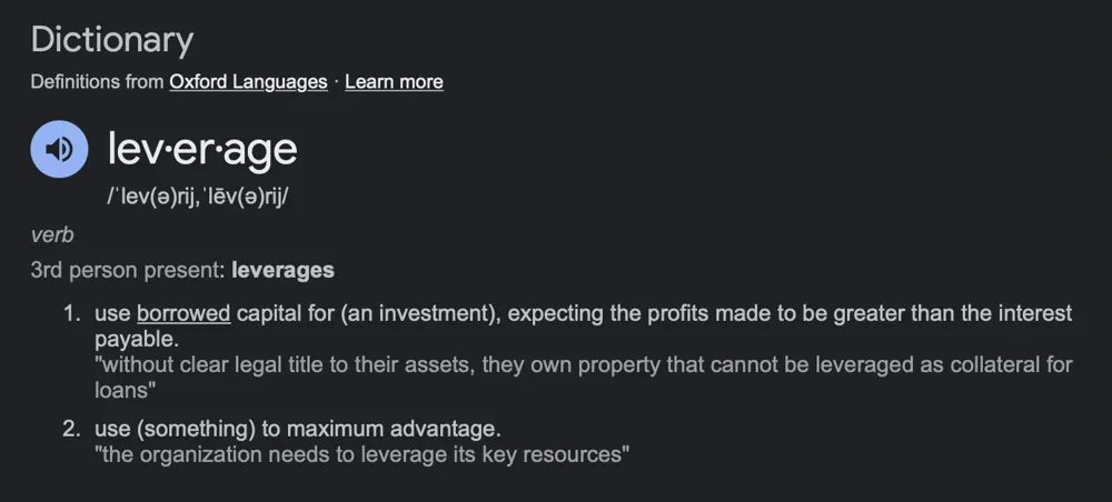 Dictionary definition of leverage